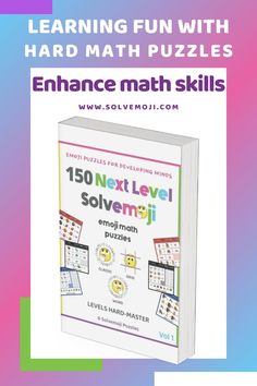 a book with the title, learning fun with hard math puzzles enhance math skills