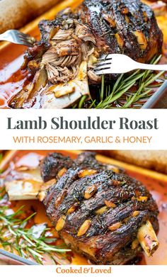 Slow-Cooked Lamb Shoulder Roast With Rosemary, Honey & Garlic Oven Roasted Lamb Shoulder, Roasted Lamb Shanks, Paleo Lunches, Slow Roasted Lamb Shoulder, Lamb Roast Recipe, Mac And Cheese Recipe Soul Food, Lamb Shoulder Roast, Picnic Roast, Garlic And Honey