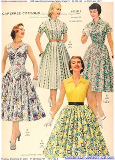 50s Catalog, 50s Aesthetic Fashion, 1950s Girls Fashion, 50s Housewife Dress, 1950s Women, 1950s Fashion Women, Retro Spring