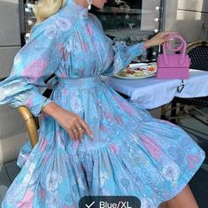 Beautiful Spring Time Dress For Women Size Xl Bust- 37.4-39.8 Waist 29.6-31.9 Hip- 39.4- 31.9 Height 5'11-6"1 A Very Cute Great Dress For A Tea Party Or Church Or Lunch Date Midi Dress Elegant, Marine Uniform, 파티 드레스, Boho Midi Dress, Long Sleeve Print Dress, Button Front Dress, Vestidos Vintage, Loose Outfit, Long Sleeve Turtleneck