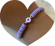 Handmade Heart Stretch Bracelet For Friendship, Trendy White Heart Charm Bracelet, Trendy Valentine's Day Bracelet Jewelry, Trendy Beaded Bracelets With Heart Charm As Gift, Trendy Personalized Heart-shaped Friendship Bracelets, Heart Beads Stretch Bracelet As Gift, Trendy Purple Everyday Jewelry, Trendy Everyday Purple Jewelry, Trendy Purple Jewelry For Everyday