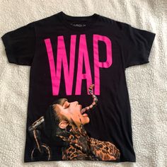 Cardi B Wap T-Shirt Size Small But Fits More Like A Medium. 100% Cotton Never Worn, Great Condition. Edgy Pink T-shirt For Streetwear, Edgy Pink T-shirt With Graphic Print, Cardi B Pink, Cardi B Wap, Cardi B, Pink Black, Colorful Shirts, Black Pink, Tops & Tees