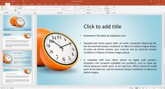 an orange clock on top of a page in microsoft powerpoint 2010, with the text click to add title