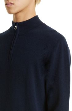 The renowned British label serves up long-lasting quality and comfort with this classic half-zip sweater made from supremely soft cashmere. Half-zip closure Stand collar Long sleeves Ribbed cuffs and hem 100% cashmere Hand wash, dry flat Made in the UK Men's Designer Clothing Classic Half-zip Polo Sweater With Ribbed Collar, Classic Polo Sweater With Half-zip And Ribbed Collar, Classic Half-zip Polo Sweater With Ribbed Cuffs, Classic Half-zip Sweater With Ribbed Cuffs, Classic Wool Half-zip Sweater, Half Zip Sweaters, Designer Clothes For Men, Sweater Making, Zip Sweater