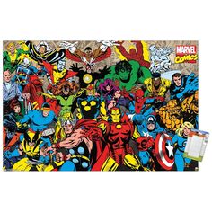 an image of the avengers poster with many different superheros on it's sides