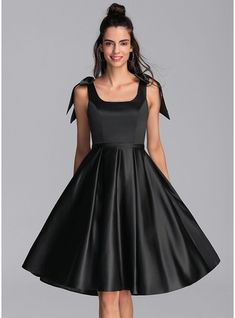 JJ's House Bow Satin Square Fall Spring Summer Winter A-line General Plus Back Zip Coquette Skater Dresses Simple Little Black Dresses Vintage Elegant Black Height:5.8ft（176cm） Bust:32in（82cm）Waist:24in（61cm）Hips:35in（89cm） No Knee-Length Black Model Name:Lisa  Heig. #JJ's House #Bow #Satin #Square #Fall #Spring #Summer #Winter #Aline #General #Plus #BackZip #Coquette #SkaterDresses #Simple #LittleBlackDresses #Vintage #Elegant #Black #No #KneeLength #Black Homecoming Dresses Knee Length, Prom Dresses Long Lace, Satin Homecoming Dress, Two Piece Homecoming Dress, Lace Homecoming Dresses, Plus Size Prom Dresses, Prom Dresses With Sleeves, Prom Dresses Long With Sleeves, Dress Satin