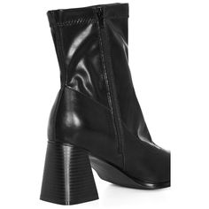 Embrace modern style with the Robbie Ankle Boots, featuring a trendy square toe and chic ankle boot length. Crafted from faux-leather, these boots not only look good but also contribute to cruelty-free fashion. The block heel adds an element of sophistication, making them the perfect choice for a fashion-forward look. Bold and fiercely fashionable, no one does plus size fashion like City Chic. Loved around the globe for its diverse range of fashion-forward styles for any occasion. From show-stop Trendy Medium Width Ankle Heeled Boots, Black Modern Mid-calf Boots With Square Toe, Trendy Black Mid-calf Boots With Square Toe, Modern Faux Leather Heeled Boots With Block Heel, Modern Faux Leather Boots With Block Heel, Trendy High Heel Mid-calf Boots For Office, Trendy Ankle Boots For Work, Modern Black Mid-calf Boots With Block Heel, Modern Faux Leather Platform Boots For Spring