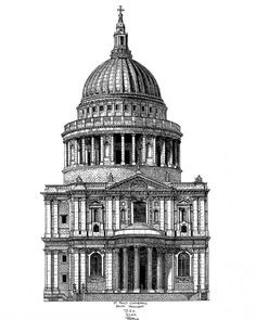 an architectural drawing of the dome of st paul's cathedral