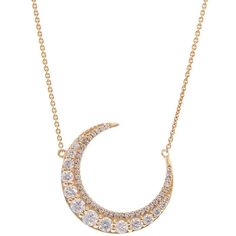 Featuring a crescent moon pendant decorated with dazzling diamonds, this 14k gold Luxle necklace takes your look to new heights. Featuring a crescent moon pendant decorated with dazzling diamonds, this 14k gold Luxle necklace takes your look to new heights. Metal: 14k gold Chain length: 15 in. + 3-in. extender Packaging: jewelry pouch & gift box Finish: polished Chain type: roloDIAMOND DETAILS Total weight: 5/8 ct. Shape: round Setting: micro pave, pave Gemstones may have been treated to enh Elegant Crescent White Gold Diamond Necklace, Luxury Crescent Necklace For Anniversary, Luxury Crescent Necklace With Diamond Accents, Elegant Crescent Diamond Necklace, Fine Jewelry Crescent Necklaces With Single Cut Diamonds, Moon Shaped Diamond Necklace With Single Cut Diamonds, Fine Jewelry Diamond Necklace With Moon Charm, Moon Shaped Diamond Necklace With Accents, Moon-shaped Diamond Necklace With Accents