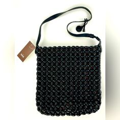 Brand-New From A Smoke-Free Home. Measures Approximately 10”X10” And Strap Is About 28” Long. Casual Beaded Bag For Everyday, Black Beaded Bags, Casual Beaded Rectangular Shoulder Bag, Black Beaded Bag, Black Beaded Shoulder Bag For Everyday Use, Beaded Tote Shoulder Bag For Shopping, Rectangular Bag With Black Beads As Fashion Accessory, Black Beaded Bags As Fashion Accessory, Black Beaded Bag As Fashion Accessory