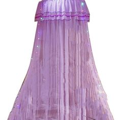 a purple dress with sequins on the bottom, and a skirt underneath it