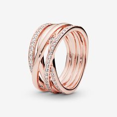 Sparkling & Polished Lines Ring | Rose gold plated | Pandora US Pandora Set, Pandora Rose, Feather Ring, Pandora Rings, Ring Fit, 925 Jewelry, Pandora Jewelry, Silver Rose Gold, Cocktail Ring