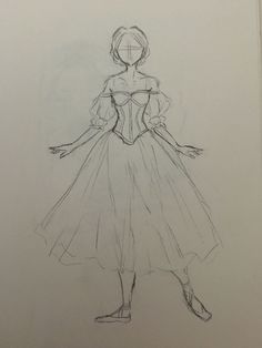 a drawing of a woman in a dress