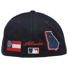 a baseball cap with the state of atlanta embroidered on it