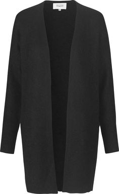 Den här långa koftan i mjuk Ullkläder har Löst fit. Koftan har en fin ribbstickad nederkant nedtill på ärmen och fickor. Cape, Loose Fitting, Blazer, Wool, Knitting, Black, Ribe