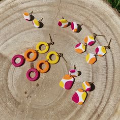 Handmade polymer clay earrings. Items are handmade by me, so there might be small variations, and each item is unique. These earrings are incredibly lightweight and make a fun addition to every outfit. Earring findings are gold colored stainless steel. Store in a dry place, and take good care of your earrings. Wear them after you applied skincare, makeup or perfume as these may stain or interact with the materials. Do not wear in the shower or the pool. To clean, use a damp cloth. Handmade Playful Beach Earrings, Summer Gift Polymer Clay Earrings, Playful Handmade Earrings For Beach, Summer Polymer Clay Earrings For Gifts, Playful Handmade Beach Earrings, Summer Gift Earrings In Polymer Clay, Trendy Summer Polymer Clay Jewelry, Handmade Yellow Polymer Clay Earrings, Everyday Playful Polymer Clay Earrings