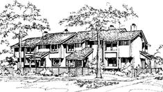 this is an artist's rendering of the front elevation of these house plans for homes