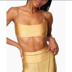 We Wore What Chain Cami Bra Top Size M Nwt Beautiful Gold Metallic Bra Top Has Slight Marking Inside Top See Pictures Women Ruffle Blouse, We Wore What, White Corset Top, Cami Bra, Cutout Bodysuit, Scarf Top, Leather Corset, Silky Scarf, Bra Top