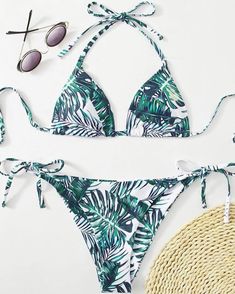 Unique Bikinis, Palm Leaves Pattern, Palm Leaves Print, Swim Wear, Be Cool, Summer Clothing, Boutique Accessories, Swimmers, Palm Leaf