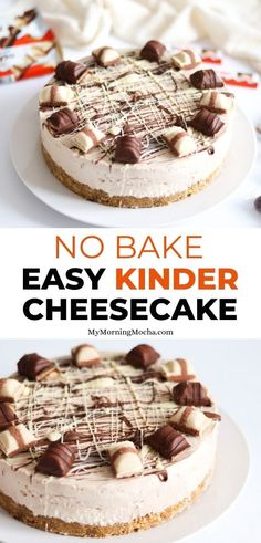 no bake easy kinder cheesecake on a plate