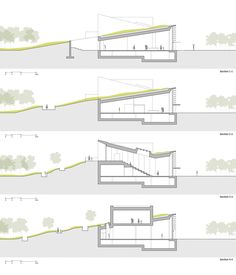 three diagrams showing the different levels of stairs and steps that are connected to each other