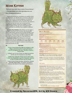 an image of a page from the book moss kittens, with flowers and leaves on it