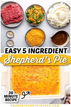 easy 5 ingredient shepherded's pie recipe with the title overlaying it