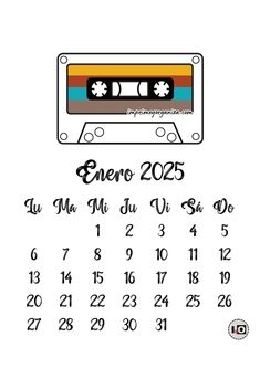 a calendar with an old school cassette on it