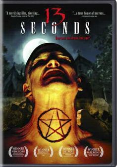 the 13 seconds movie poster with a man's face and pentagramus on his chest