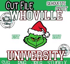 the logo for cut file whovillee university with an image of the grin face