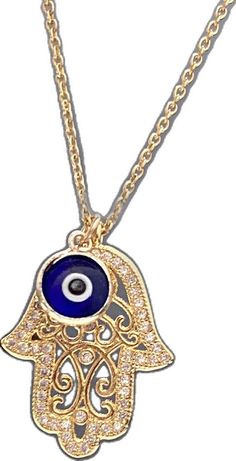 Gold Evil Eye Pendant Charm Necklace, Gold Evil Eye Necklace As Gift, Traditional Gold Evil Eye Necklace, Blue Gold Plated Charm Necklace As Gift, Gold Symbolic Evil Eye Charm Necklaces, Gold Symbolic Charm Necklaces With Evil Eye, Symbolic Gold Evil Eye Charm Necklaces, Gold Plated Evil Eye Charm Necklace Gift, Gold Plated Evil Eye Pendant Charm Necklace