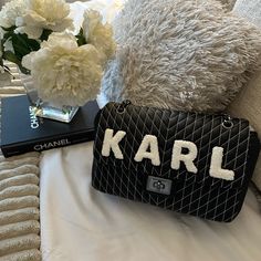 Nwt Karl Lagerfeld Shoulder Bag. Beautiful Black And White Pattern. Chic Shoulder Bag With Embroidered Logo For Shopping, Chic Bags With Embroidered Logo For Everyday Use, Chic Everyday Bag With Embroidered Logo, Chic Leather Bags With Embroidered Logo, Chic Shoulder Bag With Embroidered Logo For Travel, Everyday Black Shoulder Bag With Embroidered Logo, Black Shoulder Bag With Embroidered Logo For Everyday, White Bags With Embroidered Logo For Shopping, Black Leather Shoulder Bag With Embroidered Logo