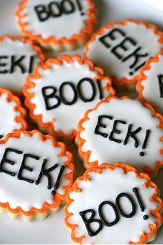 some cookies that are decorated with words on them