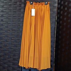 Nwt. Mustard Yellow. Pleated Maxi Skirt, By Lumie. Lightweight And Flowy Polyester, With Lining, Perfect For Spring And Summer. Xs, With Generous Elastic Waistband. Yellow Stretch Skirt For Fall, Stretch Yellow Skirt For Fall, Chic Orange Pleated Bottoms, Yellow Stretch Pleated Skirt, Yellow Pleated Stretch Skirt, Spring Yellow Midi Pleated Skirt, Chic Yellow Pleated Bottoms, Yellow High Waist Pleated Skirt, Chic Yellow Skirt With Elastic Waistband