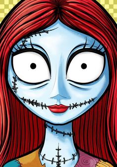 a cartoon character with red hair and makeup