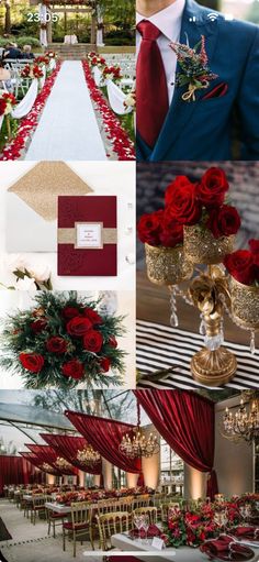 red and gold wedding theme with roses