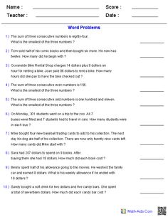 word problems worksheet with answers for students to solve the problem in their class