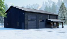 an image of a garage in the snow