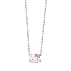 Any Hello Kitty lover will love wearing this Hello Kitty sterling silver enamel necklace. Click on this JEWELRY & WATCHES GUIDE to learn about fit, styles, materials and more! Any Hello Kitty lover will love wearing this Hello Kitty sterling silver enamel necklace. Click on this JEWELRY & WATCHES GUIDE to learn about fit, styles, materials and more! FEATURES Chain length: 16 in. Chain type: cable Clasp: spring-ring Nickel safe Metal: sterling silver Plating: fine silver Finish: polished Packagin Hello Kitty Sterling Silver Necklace, Cute Silver Hello Kitty Necklace, Cute Hello Kitty Silver Necklace, Hello Kitty Sterling Silver Jewelry Gift, White Hello Kitty Necklace For Gift, Hello Kitty White Necklace For Gift, White Hello Kitty Necklace Gift, White Sterling Silver Hello Kitty Jewelry, Pink Hello Kitty Sterling Silver Jewelry