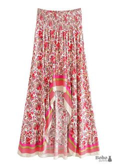 Boho Skirts in Asymmetric Indian Pink Floral For Women Fabric: Cotton Rayon Blend Garment Care: To keep your clothes in good condition, please hand wash or wash them in the washing machine with a delicate cycle in cold water. Using a laundry mesh bag can prevent tangling and tearing. Actual products display on the image with no model. Size: Our size differs from AU, EU, and US sizes. Please compare the detail sizes with yours before ordering. Please allow 1-2 cm differs due to manual measurement High Waist Floral Skirt, High Waisted Floral Skirt, Skirt Indian, Products Display, Stile Boho Chic, Indian Pink, Indian Blue, Hippie Skirts, Bohemian Skirt