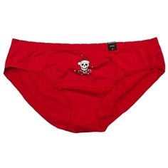 New Plus Sized Pantie Underwear. Red Material With A Skull And Candy Canes. Red Cotton Holiday Bottoms, Red Cotton Bottoms For Holiday, Christmas Skulls, Black Witchcraft, Goth Christmas, Black Lace Shorts, Satin Lingerie, Plus Sized, A Skull