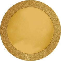 a round gold plate with glitter on the rim and edges, set against a white background