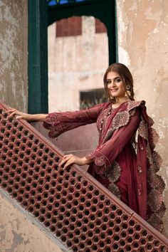 Chiffon Party Outfit in Maroon Color in Elegant Design emblazoned with thread embroidery in Pretty design. Buy Chiffon Party Outfit in USA. Anarkali Organza Embroidered Dress For Reception, Organza Embroidered Dress With Dabka Work For Reception, Bollywood Georgette Dress With Chikankari Embroidery, Organza Embroidered Dress With Dupatta For Wedding, Wedding Embroidered Organza Dress With Dupatta, Party Wear Chanderi Dress With Sheer Dupatta, Party Wear Chanderi Dresses With Intricate Embroidery, Embroidered Georgette Dress For Reception And Festivals, Georgette Embroidered Dress For Reception And Festivals