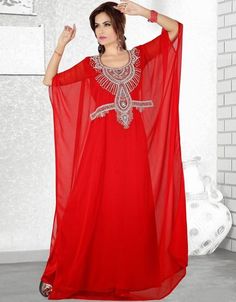 Mashallah! ❤️ Spanish Modern Farasha Kaftan Shop Now : https://bit.ly/3KDuceA Buy online @ $114.95 #kaftanlongdress #kaftanoutfit #longkaftan #eidkaftan #eidkaftans #arabicattire #caftan Embroidered Hijab, Georgette Kaftan, Islamic Wear, Crystals Decor, Spanish Modern, Arabian Dress, Beaded Work, Work Women, Modest Evening Dress