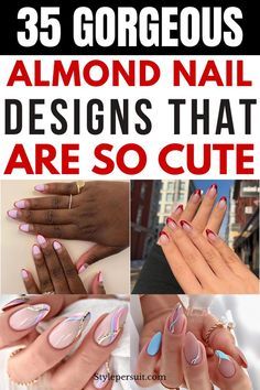 Almond Nails For Spring, Spring Almond Nails, Almond Nails Designs, Gel Designs, Almond Nail, Winter Nail Designs