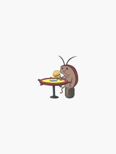 an anteater sitting at a table with a plate on it's legs