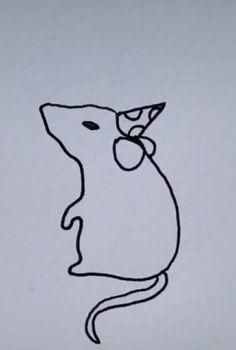 a black and white drawing of a mouse