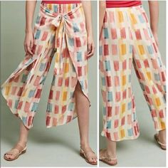 Brand: Lilka (Anthropologie) Size: Xs Condition: Excellent Unworn Shape; Like New Material: 100% Viscose These Are A Beautiful Pair Of Flowy Watercolor Pattern Wrap Pants That Are Lightweight And Feels Silky! Multicolor Cotton Summer Pants, Multicolor Cotton Pants For A Day Out, Multicolor Cotton Bottoms For Day Out, Wrap Pants Pattern, Wrap Pant, Sarong Pants, Pant Pattern, Wrap Pants, Kids Pjs