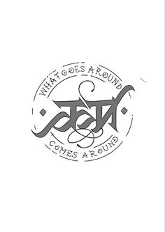 the logo for what goes around comes at round, which is in black and white