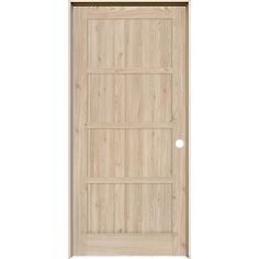 a wooden door with no glass on the top and bottom panel, in light wood